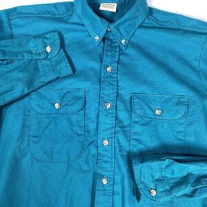 Five Brothers‎ Mens Long Sleeve Teal Flannel Large Pocket Flaps Chamois Workwear